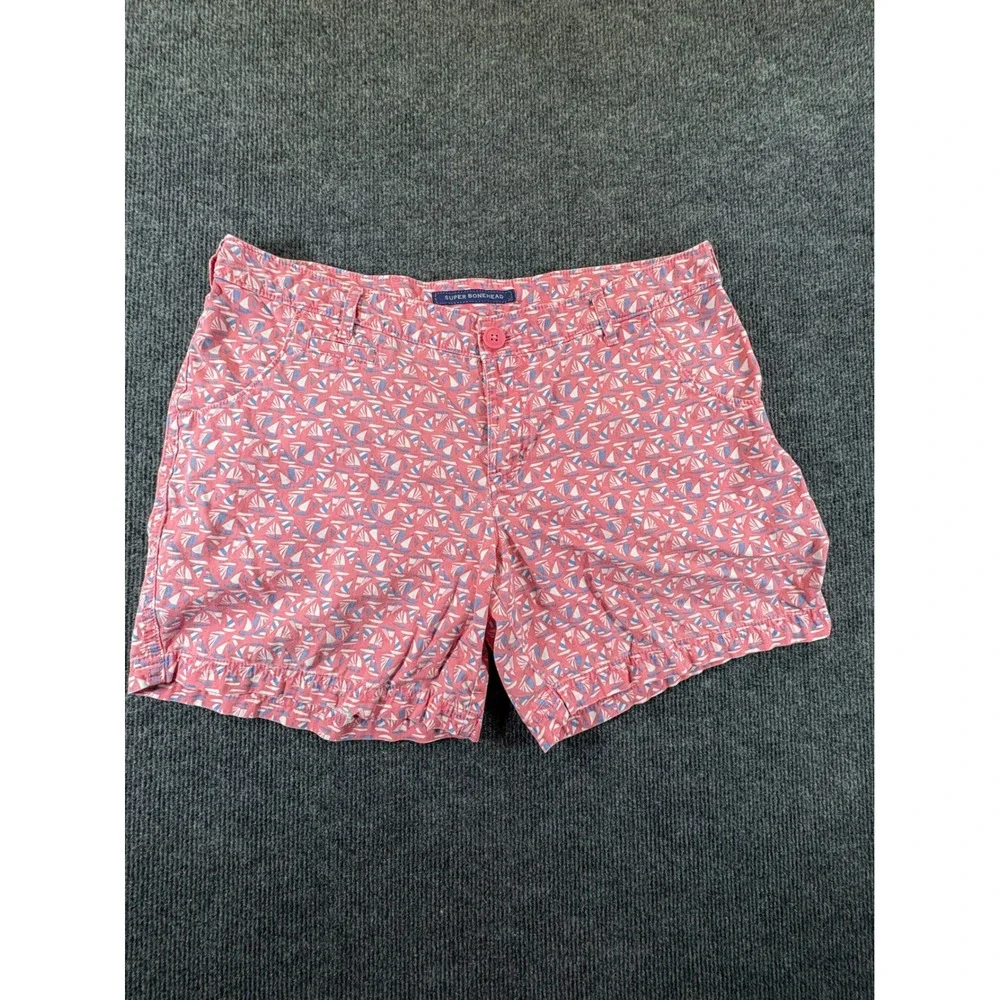 Columbia PFG Super Bonehead Pink Sailboat Print Short Womens 10 Nautical Coastal